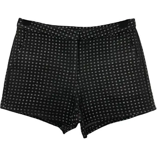 Very J New Shiny Stitch Textured Weave Shorts Black