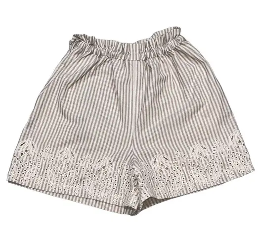 Johnny Was Women’s Ciana Embroidered High Waist Stripe Paper Bag Short size XS