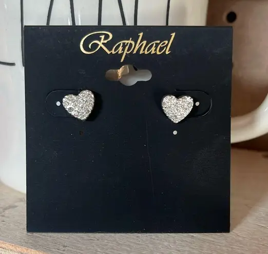 Pavé Heart Earrings NWT Raphael Silver