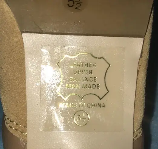 Paprika booties clogs slip on suede lace ups stacked heel tan size 5 1/2