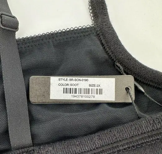 SKIMS Logo Pointelle Scoop Neck Bralette in Size 2X Color Soot Black NWT