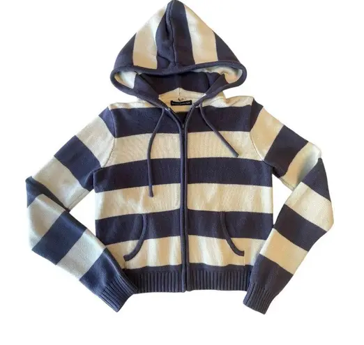 Brandy Melville SOLD  Alana Striped Knit Zip Up Sweater Hoodie Women's Size Small