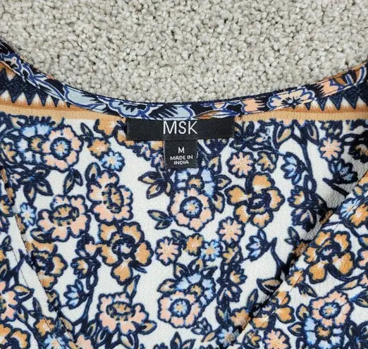 MSK Womens Dress Medium Blue Floral V