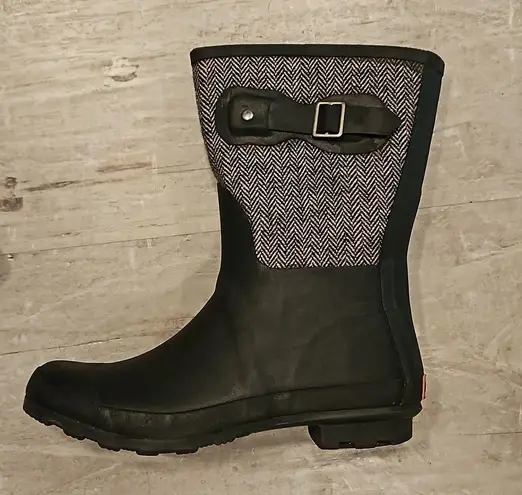 Chooka ππ Classic Mid Calf Racer Rain Boots ~ Herringbone Print Size 9