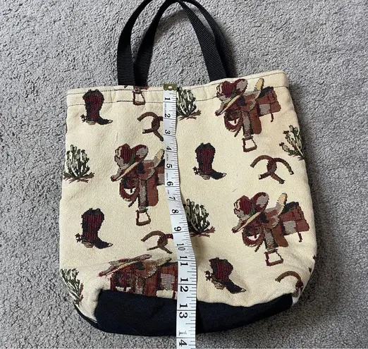 Equestrian Tapestry Tote Handbag Black