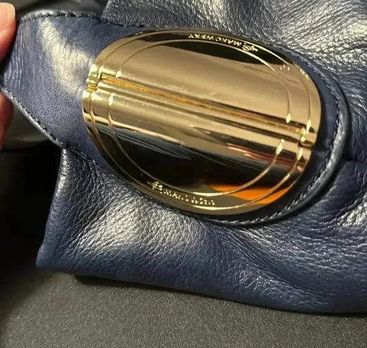 B Makowsky B. Makowsky Giamma Navy Suede & Leather Shoulder Bag