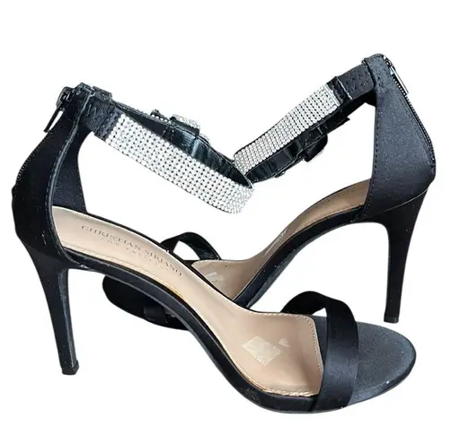 Christian Siriano for Payless COLLINS Black Satin Rhinestone Zip Heels Size 8.5