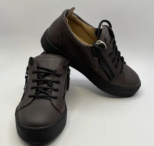 Giuseppe Zanotti Donna Leather Sneakers Womens Brown US 6.5/EU36.5 Made In Italy