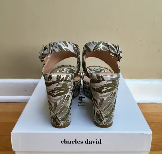 Charles David ‘Jordan’ Green Leaf Pattern Wedge Platform Sandals