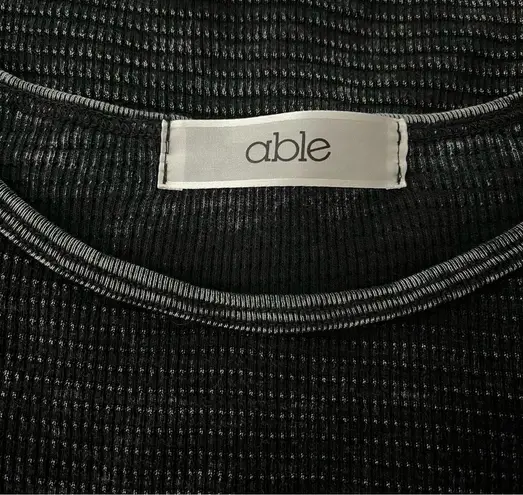 Able Black Long Sleeve Thermal Top White Lace Cuff