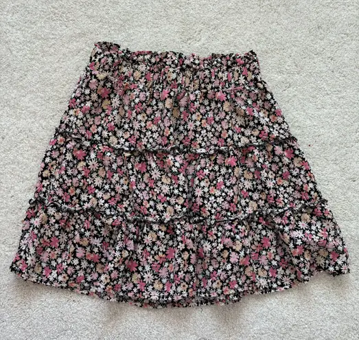 Wild Fable floral ruffle tiered mini skirt 