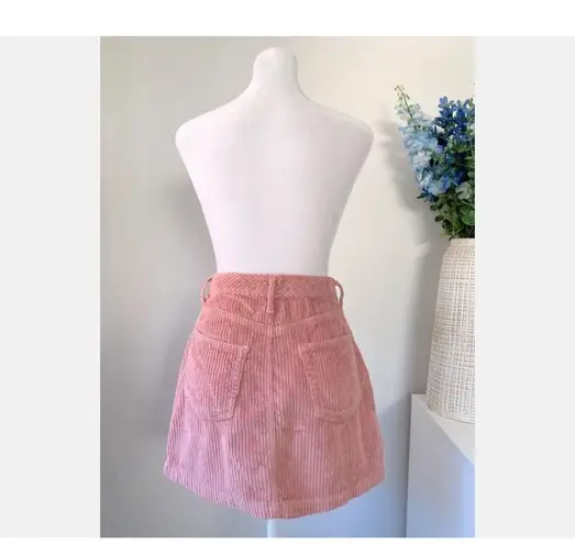 GRLFRND Gelded Sz 27 Zamora Awesome Rose Pink Corduroy Skirt Button Fly