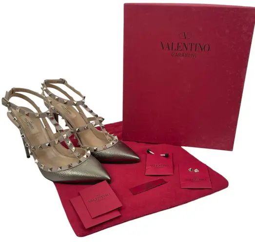 Valentino Garavani Rockstud 100mm Leather Caged Pump Bronze Pink Size 39.5