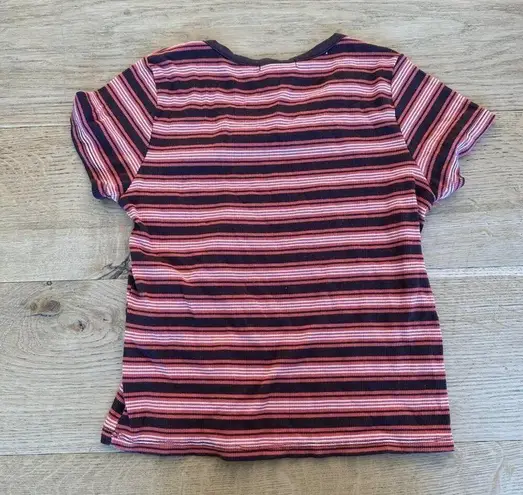 Full Tilt  - Stripped Baby Tee in Red and Brown