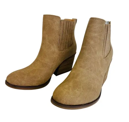 Kork-Ease Korks Hadley Natural Nubuck Chunky Block Heel Booties Womens Size 9M NWB