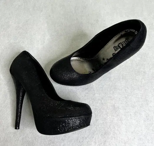 Brash  Black Sparkly Pump Heels