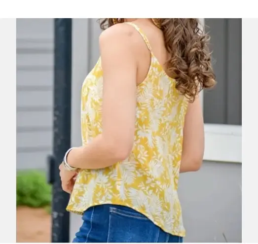 Mine NWT Sz S Botanical Print Cami / Tank Top Yellow & White