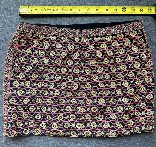 GRYPHON New York Black Floral Neon Silk Mini Skirt Pink Size XS