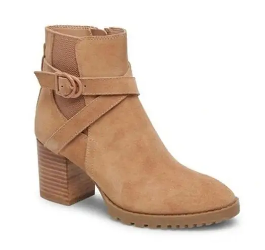 Blondo Tan Suede Tamzin Waterproof Heeled Ankle Bootie neubuck leather