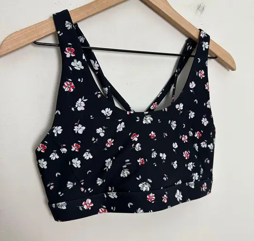 SoulCycle - Aurora Floral Black Sports Bra Athletic Training Gym Workout