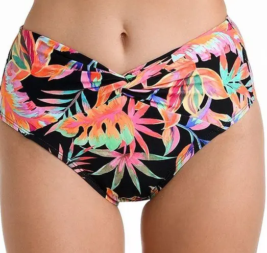 La Blanca $75 Best Escape Printed Twist-Front Bikini swim Bottoms 14 L