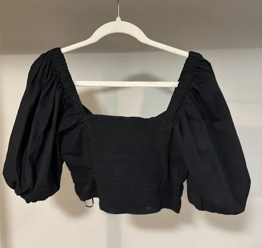 Abercrombie & Fitch Abercrombie Black Puff Sleeve Top - Image 1