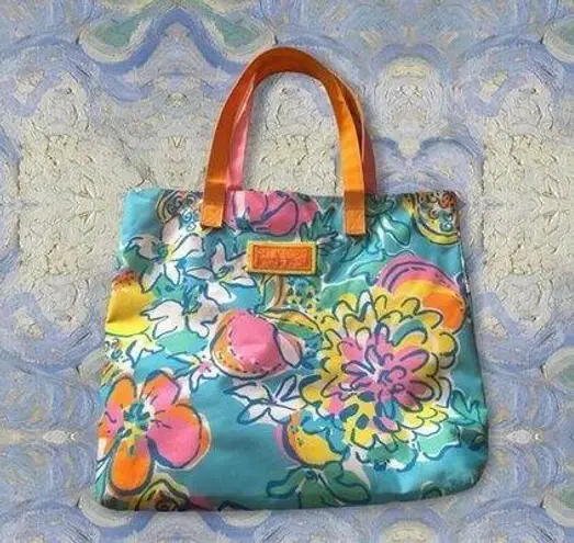 Lilly Pulitzer for Este Lauder Floral Canvas Tote 15X13 Beach Pool Vacation