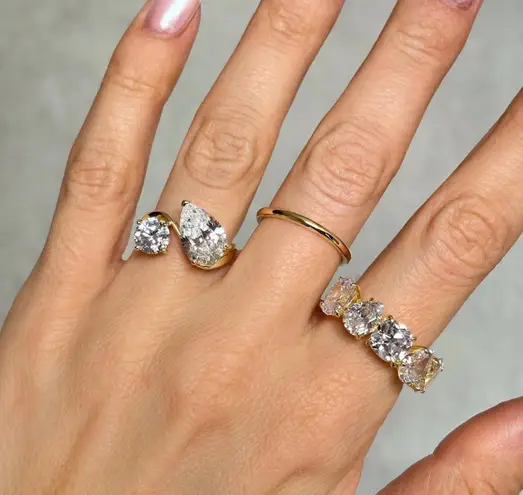 Silver ring size 9 double gems elegant high quality