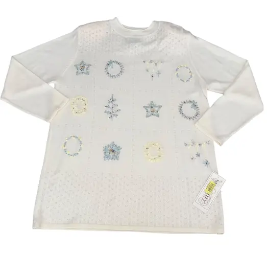 VTG Napa Valley NWT Ivory Christmas Holiday Embroidered Blur Sweater Size L White Size L - Image 1