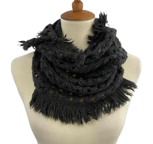 American Eagle  Outfitters Black Chunky Knit Infinity Scarf Open Weave One‎ Size - Image 1
