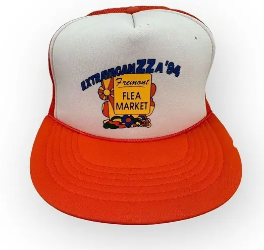 Vintage Fremont Flea Market '94 Snapback Trucker Hat Orange