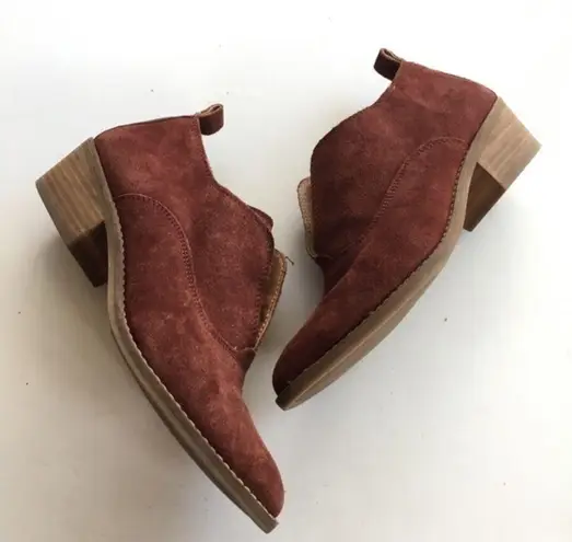 Lucky Brand  Fimberly Slip On Ankle Boots Booties Maroon Red Suede Womens…‎