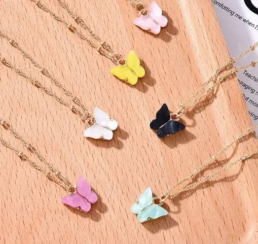 Boutique Gold Color Alloy Necklace Cute Butterfly Pendant Accessories For Girl Adjustable Sweet Style Chain Necklace Jewelry