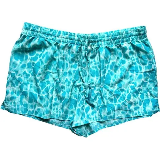City Streets Womens Woven Shorts Teal Mermaid Tie Dye Swim Cover Up Shorts Sz L