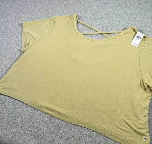 American Eagle NEW  Womens XL Top Shirt Athletic Green Stretch Lightweight Cross