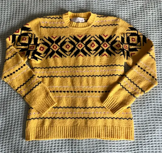 Vintage Casual Corner Wool Blend Fair Isle Sweater Womens Large Yellow Shirt Top