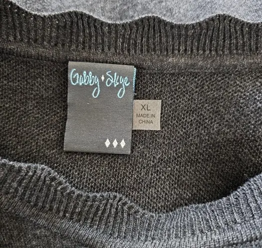 Gabby Skye Charcoal Bell Sleeve Stripe Trim Sweater Dress Size XL