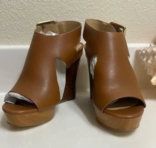 MICHAEL Michael Kors Brown Wedge Shoes with Open Toe Size 5.5