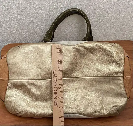 B Makowsky B. MAKOWSKY Tan Beige Gold Leather Slouchy Double Handle Shoulder Bag