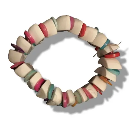 Funky Multicolored Ceramic Button Bracelet Multiple