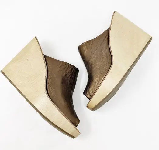 The Moon [Rachel Comey]  Wedge Platform Sandals Slides Lea Bronze Leather NWT Sz 10