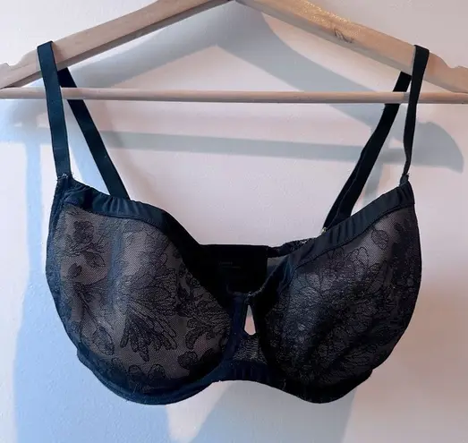 Soma Black Floral Lace Bra 32DDD Lightest Lift Perfect Coverage nude sexy lacy