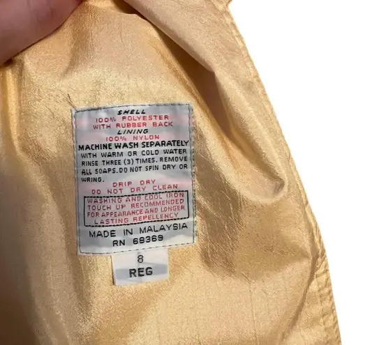 London Towne Vintage Golden Yellow Shimmer Trench Coat Womens Size 8 Long Formal