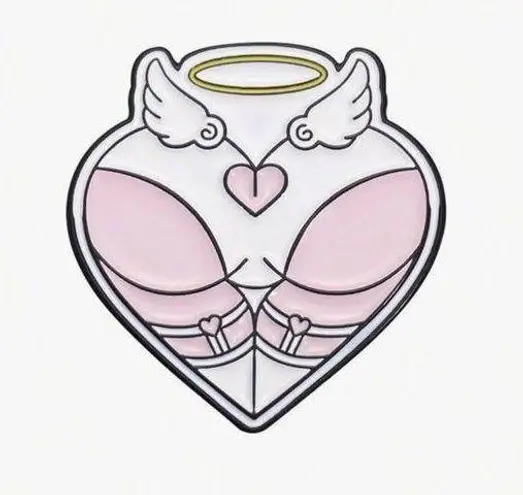 The Great NWT Pink Heart Angel Booty with Wings Brooch Lapel Pin Super Cute -  Gift!