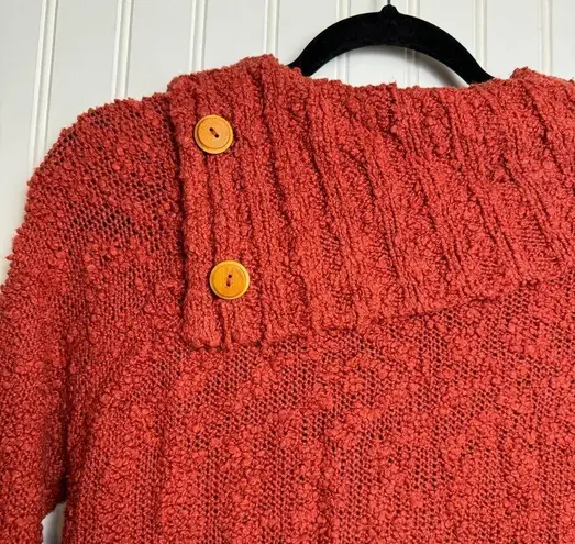 Anthropologie  Moth orange/red cowl neck sweater button detail size XS