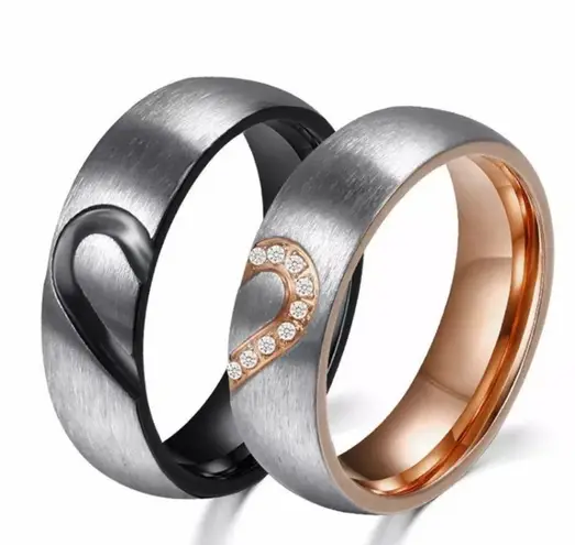 2pcs Forever Love Heart Couple Rings