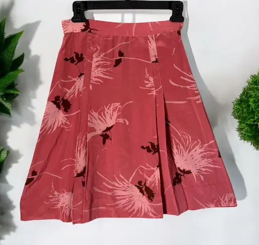 Vintage Carole Little for Saint Tropez Silk Skirt Womens 6 Pleated Floral Retro Pink