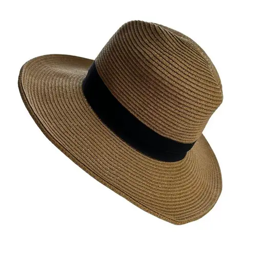 Women's OSFM Beige Paper Braided Fedora With A Bow Band