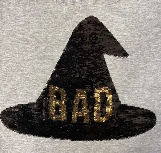 Zoe & Liv Womens Black & Grey Good Bad Flip Sequin Halloween Sweatshirt Size XXL