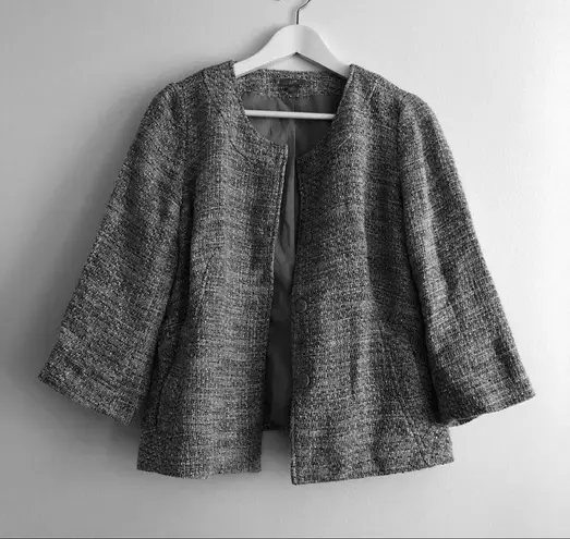 J.Jill ‎ 3/4 sleeve tweed blazer jacket Womens Size S Gray Work